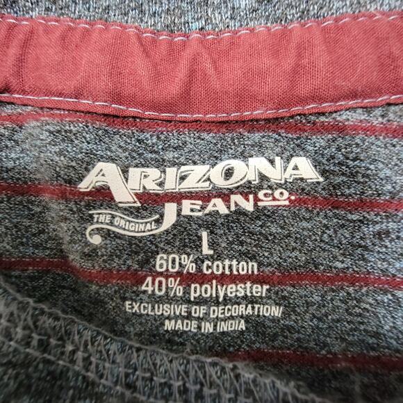 Arizona Jean Co Division #1 Henley Shirt Gray Red Stripe Long Sleeve Large - Picture 5 of 8